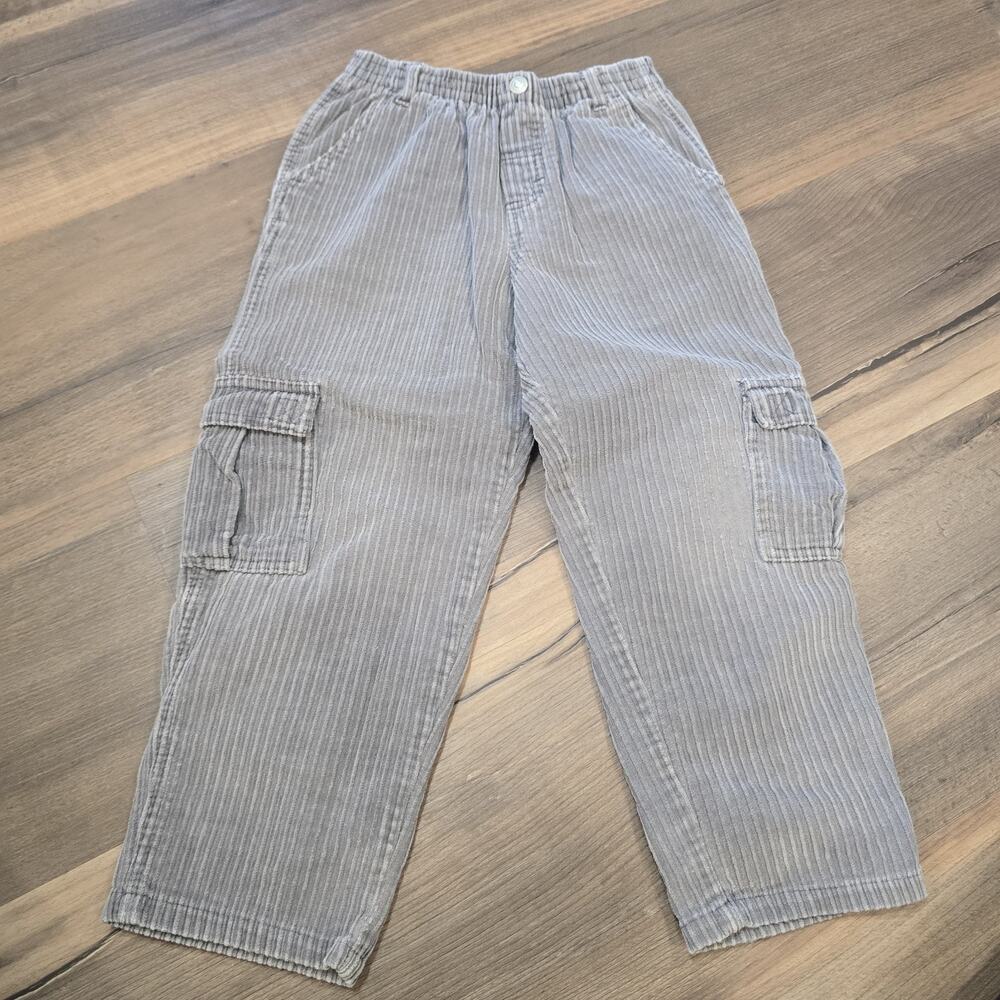 Vintage Healthtex Boys Girls Gray‎ Corduroy Carpenter Elastic Waist Pants Size 6